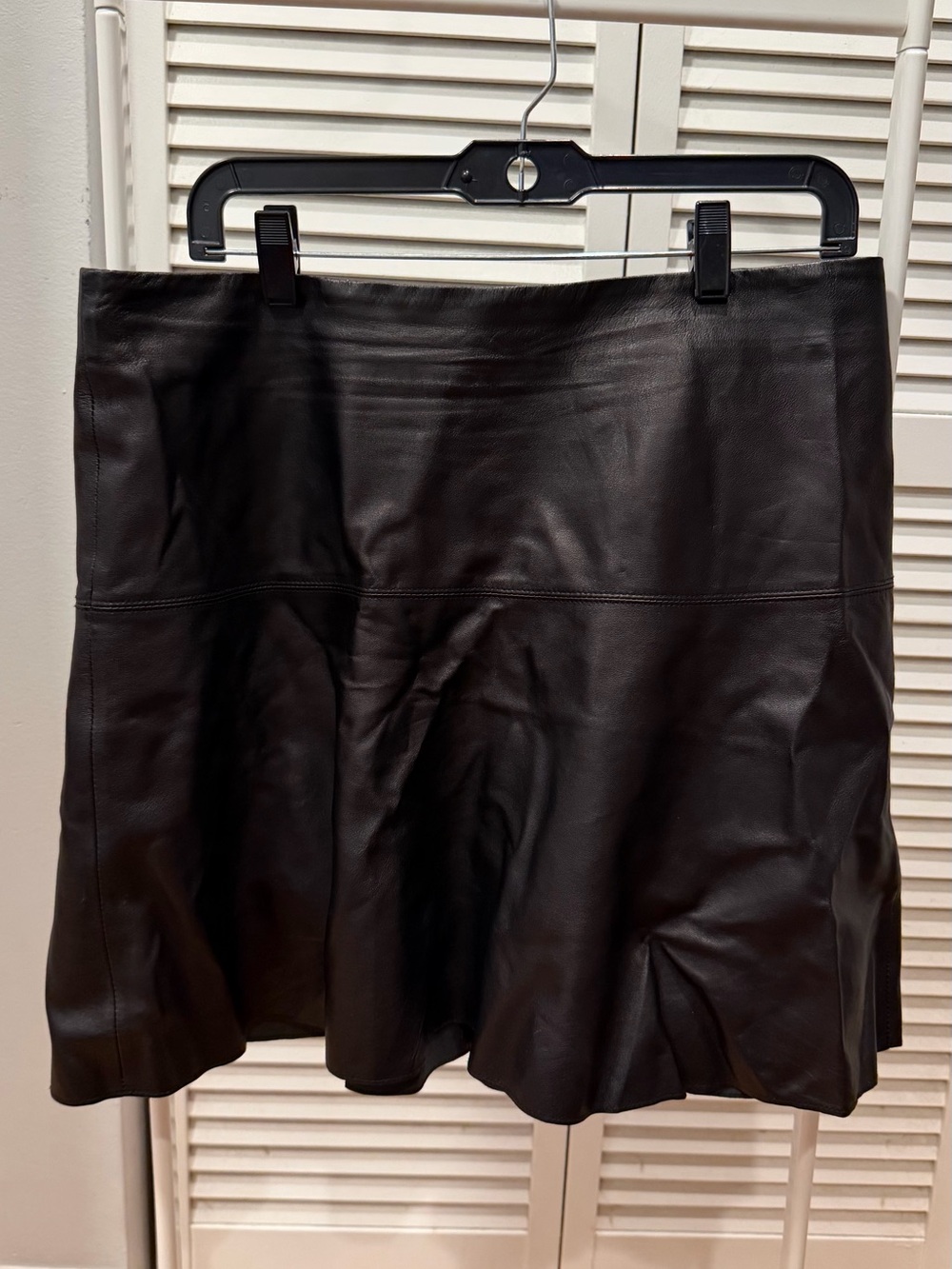 Vince Black Leather Skater Skirt